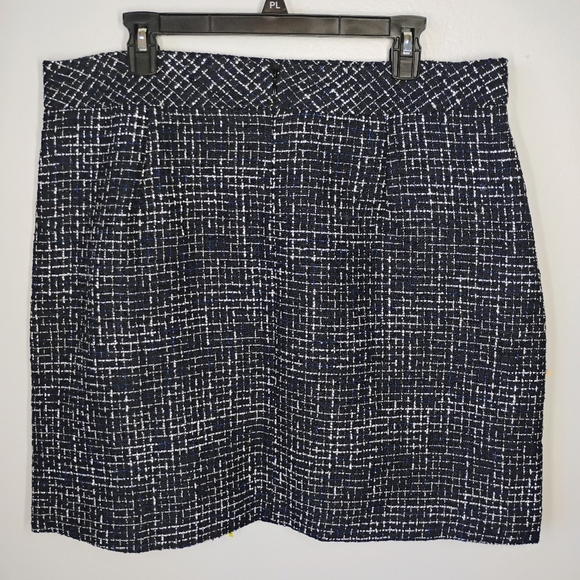 J Crew Tweed Pencil Skirt Black White Blue Career Wear Office Plus Size 16 - Picture 2 of 9